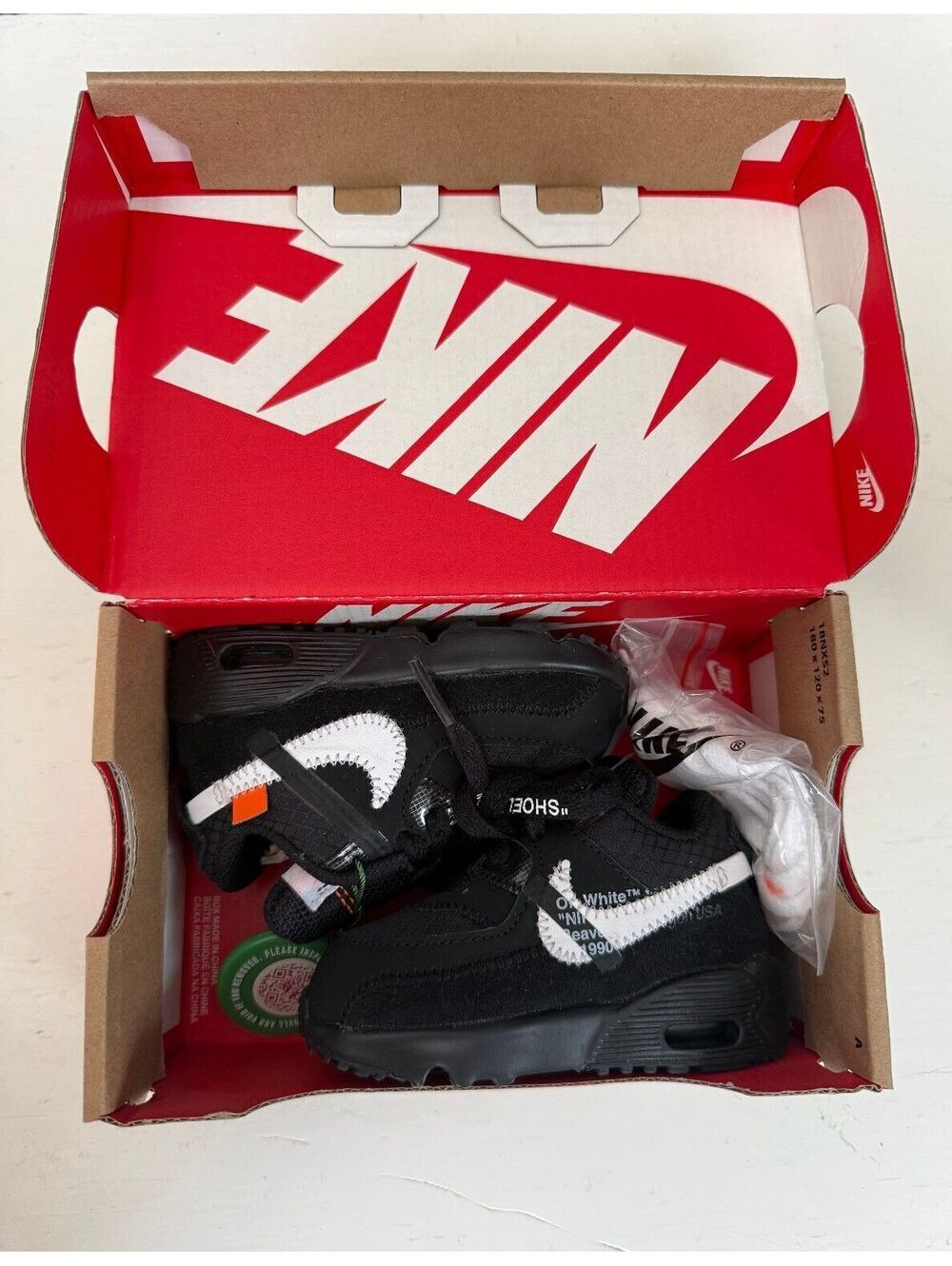 Nike Air Max 90 Off-White TD Black Size 4c BV0852-001